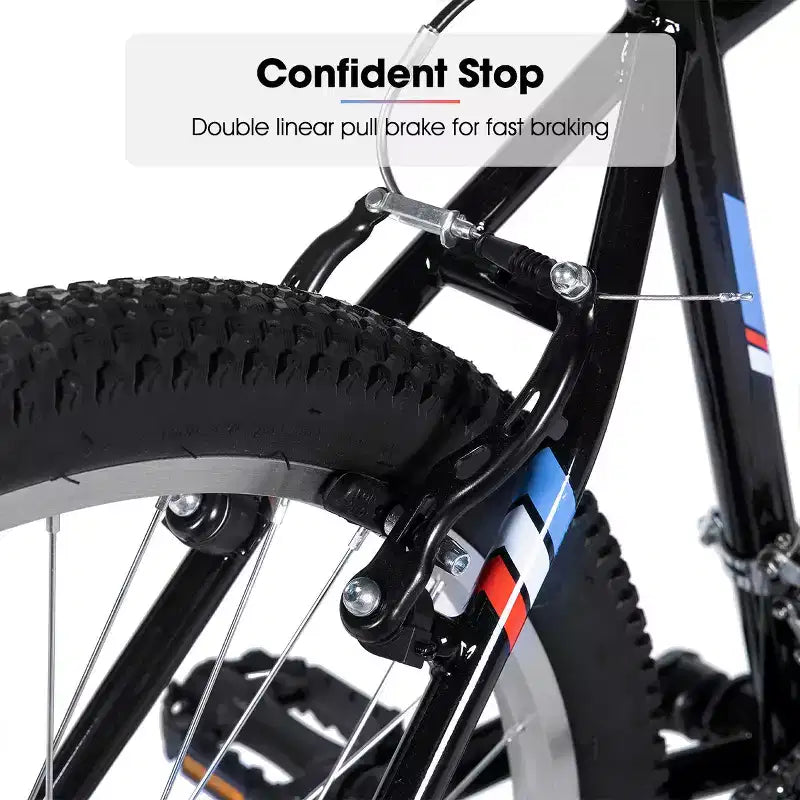 BAMCBASE 24 26 Vélo de montagne, cadre en acier à haute teneur en carbone 18 vitesses, VTT de sport pour adulte