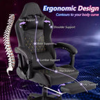 Chaise de jeu Costway avec repose-pieds Fauteuil d'ordinateur de jeu vidéo ergonomique avec appui-tête