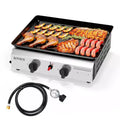 ROVSUN 2 Burner Portable Propane Griddle, 20,000 BTU Tabletop Flat Top Gas Grill with Ignition & Regulator for Outdoor Camping BBQ Picnicking