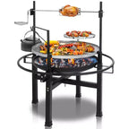 ROVSUN 33 Inch Outdoor Fire Pit with 2 Grill, Wood Burning Fire Pit with Swivel Cooking GrateOutdoor Fire Pit with Removable Swivel Grill