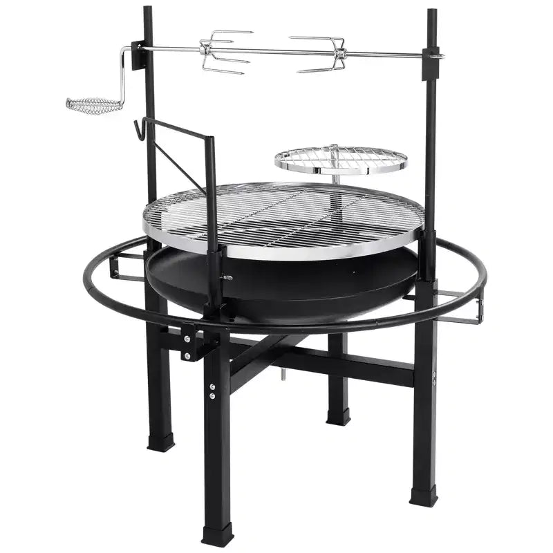 ROVSUN Foyer d'extérieur 33 pouces avec 2 grilles, Foyer à bois avec grille de cuisson pivotanteFoyer d'extérieur avec grille pivotante amovible