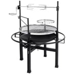 ROVSUN Foyer d'extérieur 33 pouces avec 2 grilles, Foyer à bois avec grille de cuisson pivotanteFoyer d'extérieur avec grille pivotante amovible