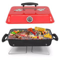 ROVSUN 20'' Portable Charcoal Grill with Thermometer & Handle, Metal Compact Tabletop BBQ Grill , Outdoor Cooking Barbecue for Camping Picnic Patio