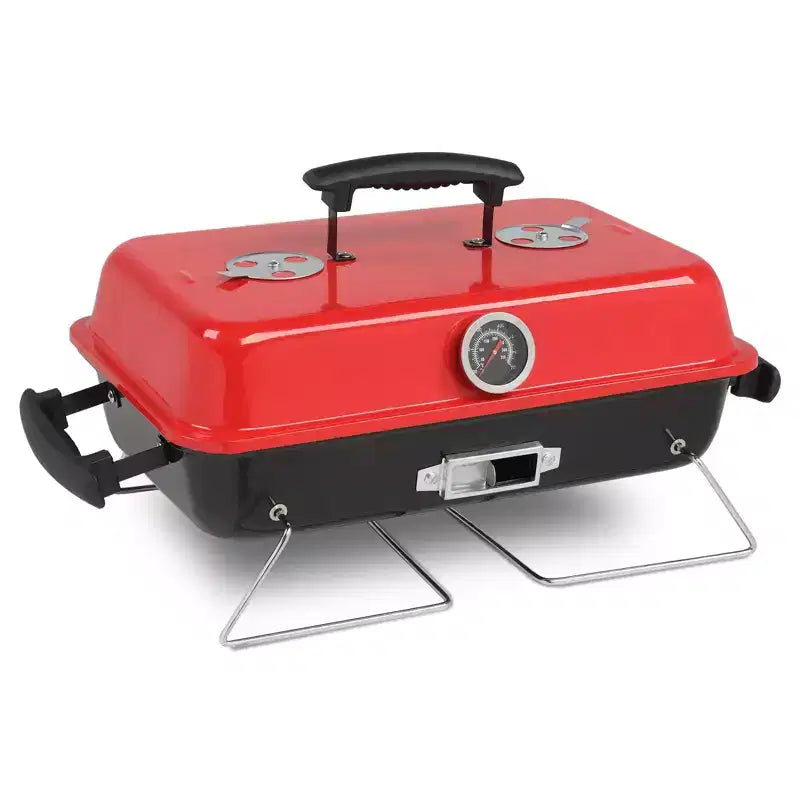 ROVSUN 20'' Portable Charcoal Grill with Thermometer & Handle, Metal Compact Tabletop BBQ Grill , Outdoor Cooking Barbecue for Camping Picnic Patio