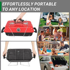 ROVSUN 20'' Portable Charcoal Grill with Thermometer & Handle, Metal Compact Tabletop BBQ Grill , Outdoor Cooking Barbecue for Camping Picnic Patio