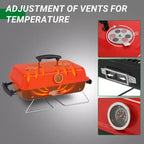ROVSUN 20'' Portable Charcoal Grill with Thermometer & Handle, Metal Compact Tabletop BBQ Grill , Outdoor Cooking Barbecue for Camping Picnic Patio