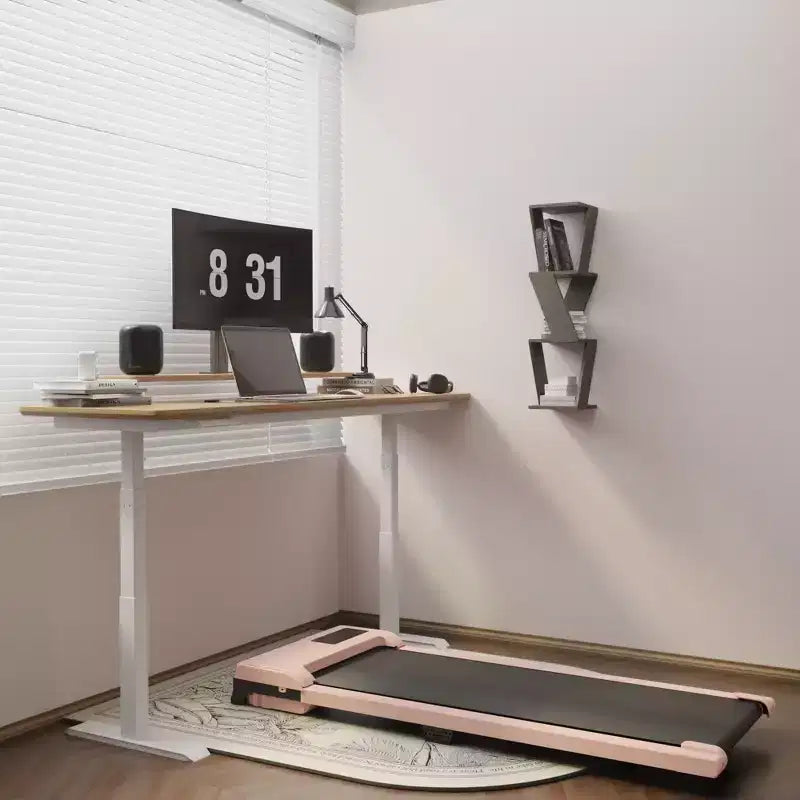 Tapis de marche NAYSAYE, grande surface de course, capacité de poids de 100 kg, pour entraînements à domicile ou au bureau, rose, 121 x 48,5 x 12,5 cm