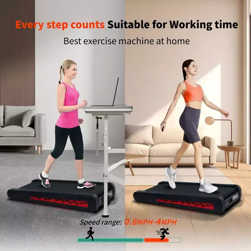 NAYSAYE Portable Incline Treadmill Incline Full Deck Design Shock Absorption for Home Office, Black and Gray, 38*20.9*6.5