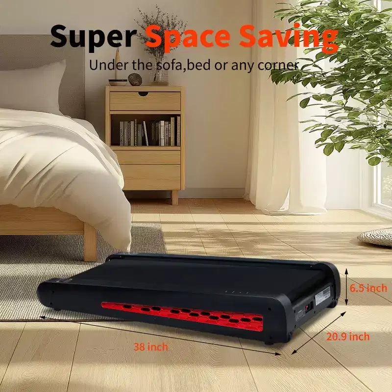 NAYSAYE Portable Incline Treadmill Incline Full Deck Design Shock Absorption for Home Office, Black and Gray, 38*20.9*6.5