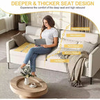 Canapé confortable de 80 po, canapé 3 places avec pieds en métal, canapé à assise profonde avec tissu de lin beige, canapé moderne pour salon, appartement, bureau