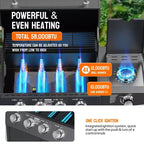ROVSUN Barbecue à gaz propane 3 brûleurs avec brûleur latéral, barbecues avec grilles en fonte émaillée et armoire pour jardin, patio et arrière-cour