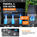 ROVSUN Barbecue à gaz propane 3 brûleurs avec brûleur latéral, barbecues avec grilles en fonte émaillée et armoire pour jardin, patio et arrière-cour