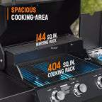 ROVSUN Barbecue à gaz propane 3 brûleurs avec brûleur latéral, barbecues avec grilles en fonte émaillée et armoire pour jardin, patio et arrière-cour