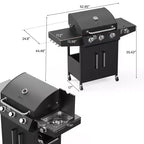 ROVSUN Barbecue à gaz propane 3 brûleurs avec brûleur latéral, barbecues avec grilles en fonte émaillée et armoire pour jardin, patio et arrière-cour