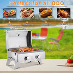 ROVSUN 1 Burner Portable Propane Gas Grill, 12000BTU Stainless Steel Tabletop Outdoor Cooking Grill for Picnic Camping RV Tailgating Patio Garden BBQ