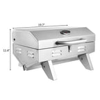 ROVSUN 1 Burner Portable Propane Gas Grill, 12000BTU Stainless Steel Tabletop Outdoor Cooking Grill for Picnic Camping RV Tailgating Patio Garden BBQ