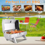 ROVSUN 1 Burner Portable Propane Gas Grill, 12000BTU Stainless Steel Tabletop Outdoor Cooking Grill for Picnic Camping RV Tailgating Patio Garden BBQ