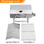 ROVSUN 1 Burner Portable Propane Gas Grill, 12000BTU Stainless Steel Tabletop Outdoor Cooking Grill for Picnic Camping RV Tailgating Patio Garden BBQ