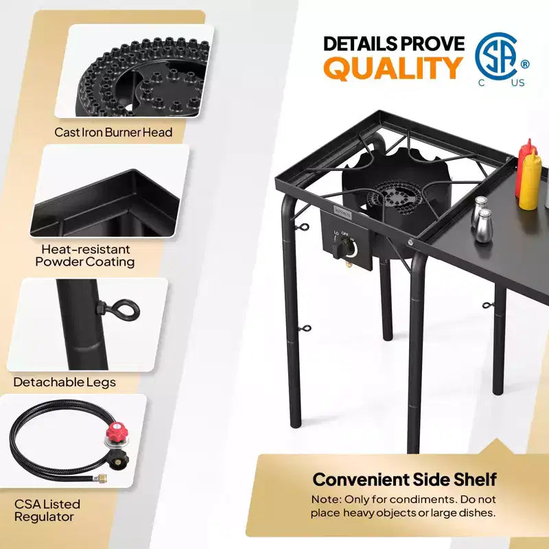 ROVSUN Réchaud de camping portable à gaz 100 000 BTU, brûleur à propane extérieur avec régulateur, cuisinière simple haute pression pour le camping et le brassage à domicile