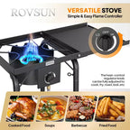 ROVSUN Réchaud de camping portable à gaz 100 000 BTU, brûleur à propane extérieur avec régulateur, cuisinière simple haute pression pour le camping et le brassage à domicile