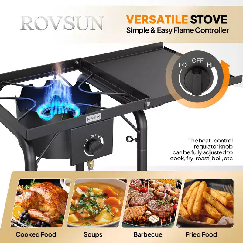 ROVSUN Réchaud de camping portable à gaz 100 000 BTU, brûleur à propane extérieur avec régulateur, cuisinière simple haute pression pour le camping et le brassage à domicile
