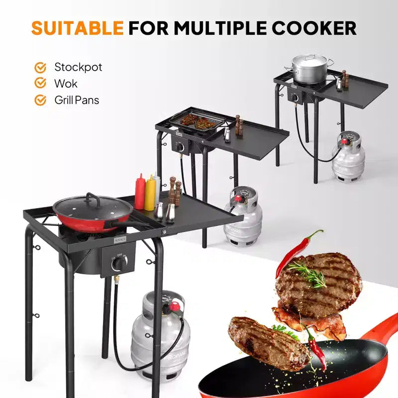ROVSUN Réchaud de camping portable à gaz 100 000 BTU, brûleur à propane extérieur avec régulateur, cuisinière simple haute pression pour le camping et le brassage à domicile