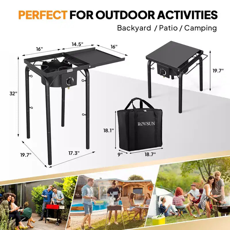 ROVSUN Réchaud de camping portable à gaz 100 000 BTU, brûleur à propane extérieur avec régulateur, cuisinière simple haute pression pour le camping et le brassage à domicile