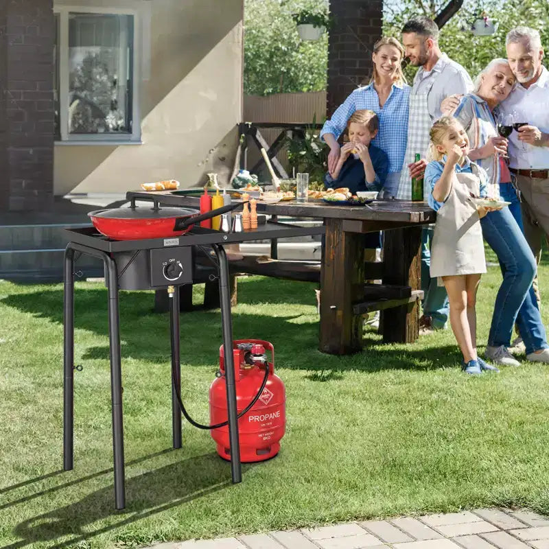 ROVSUN Réchaud de camping portable à gaz 100 000 BTU, brûleur à propane extérieur avec régulateur, cuisinière simple haute pression pour le camping et le brassage à domicile