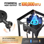 ROVSUN Réchaud de camping portable à gaz 100 000 BTU, brûleur à propane extérieur avec régulateur, cuisinière simple haute pression pour le camping et le brassage à domicile