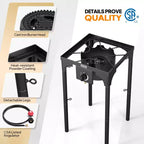 ROVSUN Réchaud de camping portable à gaz 100 000 BTU, brûleur à propane extérieur avec régulateur, cuisinière simple haute pression pour le camping et le brassage à domicile