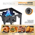 ROVSUN Réchaud de camping portable à gaz 100 000 BTU, brûleur à propane extérieur avec régulateur, cuisinière simple haute pression pour le camping et le brassage à domicile