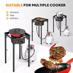 ROVSUN Réchaud de camping portable à gaz 100 000 BTU, brûleur à propane extérieur avec régulateur, cuisinière simple haute pression pour le camping et le brassage à domicile