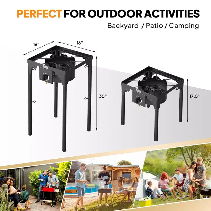 ROVSUN Réchaud de camping portable à gaz 100 000 BTU, brûleur à propane extérieur avec régulateur, cuisinière simple haute pression pour le camping et le brassage à domicile
