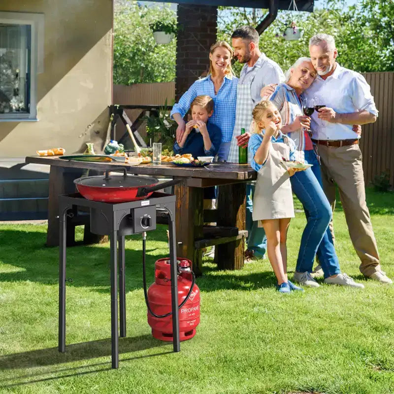 ROVSUN Réchaud de camping portable à gaz 100 000 BTU, brûleur à propane extérieur avec régulateur, cuisinière simple haute pression pour le camping et le brassage à domicile