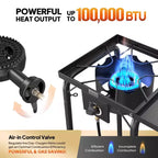 ROVSUN Réchaud de camping portable à gaz 100 000 BTU, brûleur à propane extérieur avec régulateur, cuisinière simple haute pression pour le camping et le brassage à domicile