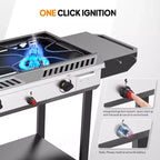 ROVSUN 2 Burner Outdoor Propane Gas Stove with Ignition, Regulator & Shelf, 150,000 BTU Powerful Cooker for Backyard Patio Home Cooking Frying Canning