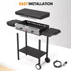 ROVSUN 2 Burner Outdoor Propane Gas Stove with Ignition, Regulator & Shelf, 150,000 BTU Powerful Cooker for Backyard Patio Home Cooking Frying Canning