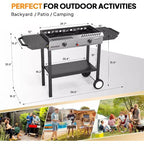 ROVSUN 2 Burner Outdoor Propane Gas Stove with Ignition, Regulator & Shelf, 150,000 BTU Powerful Cooker for Backyard Patio Home Cooking Frying Canning