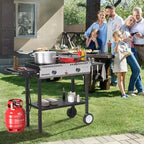 ROVSUN 2 Burner Outdoor Propane Gas Stove with Ignition, Regulator & Shelf, 150,000 BTU Powerful Cooker for Backyard Patio Home Cooking Frying Canning