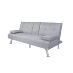 MAYEERTY 66 Canapé-lit futon - Dossier inclinable avec 2 porte-gobelets, 3 positions d'inclinaison, Revêtement en lin