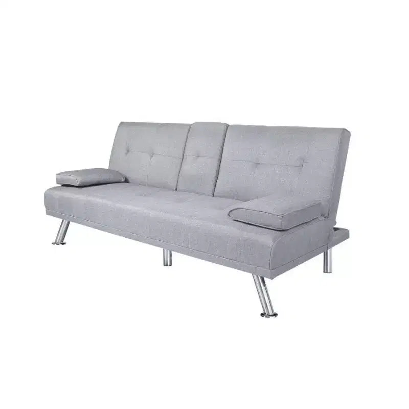 MAYEERTY 66 Canapé-lit futon - Dossier inclinable avec 2 porte-gobelets, 3 positions d'inclinaison, Revêtement en lin