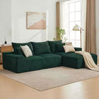 110In Oversized L-Shaped Sofa, Cloud Sectional Couch w/Chaise Throw Pillows, Soft Corduroy Boneless Foam Sofa for Living Rooms, Apartments, Dorms