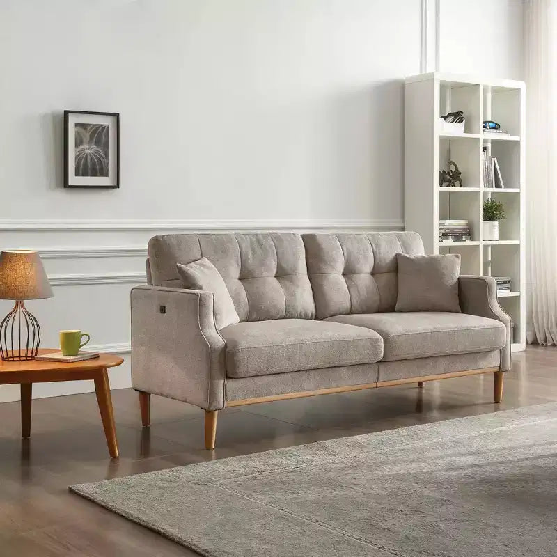 MAYEERTY Living Space Sofa with Waterproof Fabric 3 Seater for Living Room Office Light Gray