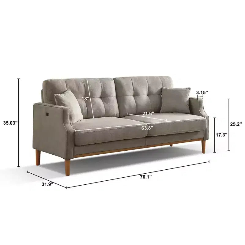 MAYEERTY Living Space Sofa with Waterproof Fabric 3 Seater for Living Room Office Light Gray