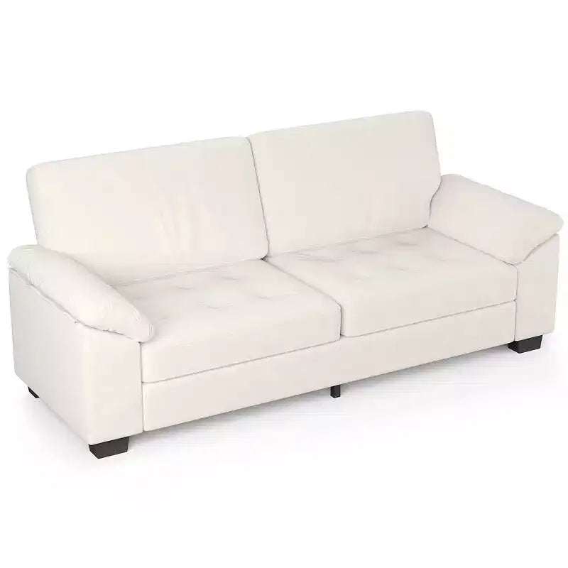Canapés 2 places modernes, coussin de canapé mi-ferme amovible, canapé convertible en velours dépliant, poche latérale, pour salon, beige