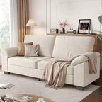 Canapés 2 places modernes, coussin de canapé mi-ferme amovible, canapé convertible en velours dépliant, poche latérale, pour salon, beige