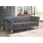Home Design Emma Velvet Rolled Arm Sofa
