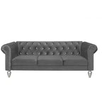 Home Design Emma Velvet Rolled Arm Sofa