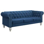 Home Design Emma Velvet Rolled Arm Sofa