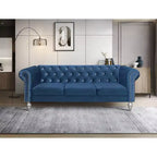 Home Design Emma Velvet Rolled Arm Sofa